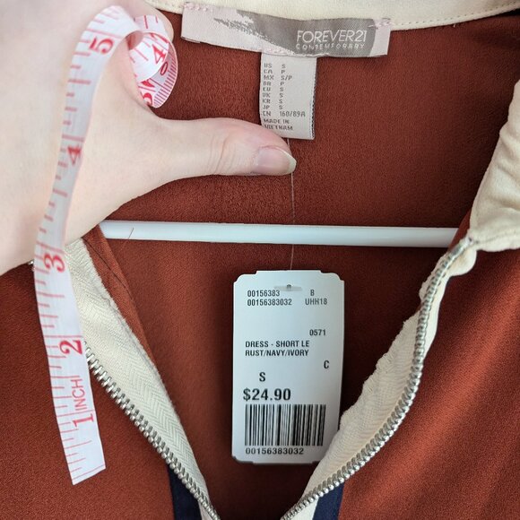 NWT Collared, Rust Skater Dress with zipper detail - S - Picture 7 of 8